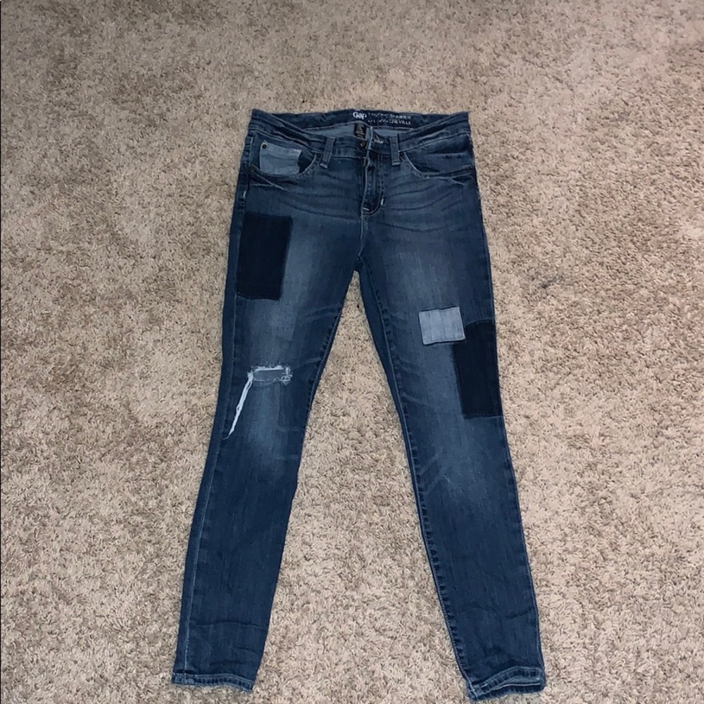 patch skinny jeans